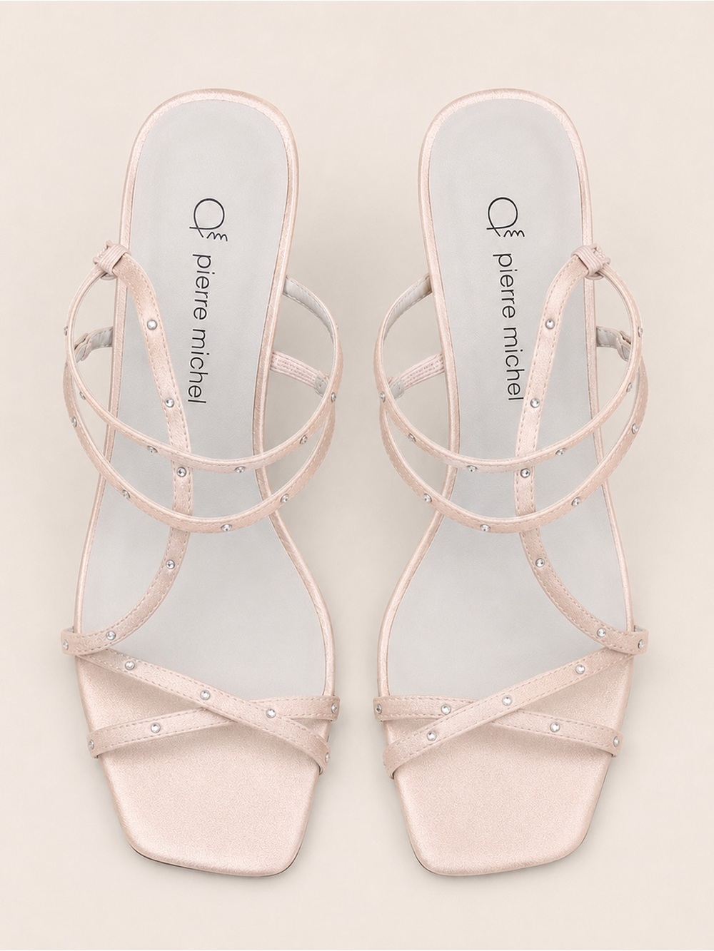 Pink Satin Strappy Square-Toe Sandals